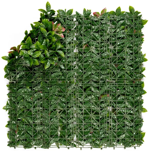 Perete verde cu frunze de dafin roșii Vertical Red Lauro 1x1 m