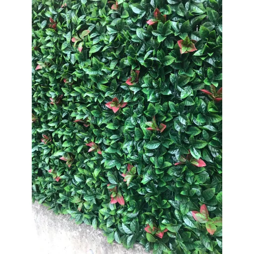 Perete verde cu frunze de dafin roșii Vertical Red Lauro 1x1 m