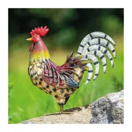 Figurină cocoș din metal, colorată, Harry 34 x 13 x 35 cm