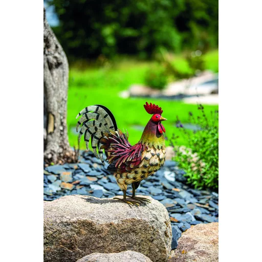 Figurină cocoș din metal, colorată, Harry 34 x 13 x 35 cm