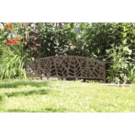   Bordură pentru paturi de flori din metal cu motive decorative de frunze Athea border maro 0,4x1 m