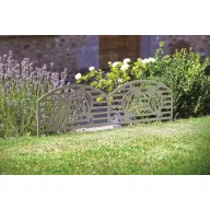   Bordură pentru paturi de flori din metal, decorativă, cu motive de mac Puppy border oliv-verde 0,40x1 m