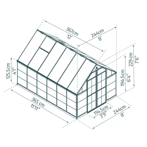 Polikarbonát üvegház Palram-Canopia BALANCE-ezüst 8x12 (2,44x3,66 m)