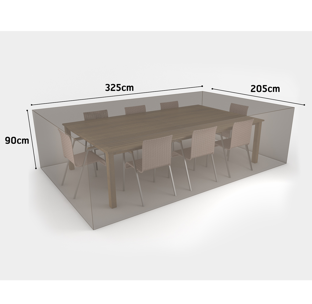 Pătură pentru mobilier de grădină pentru masă rectangulară + 8 scaune Covertop 325x205x90 cm