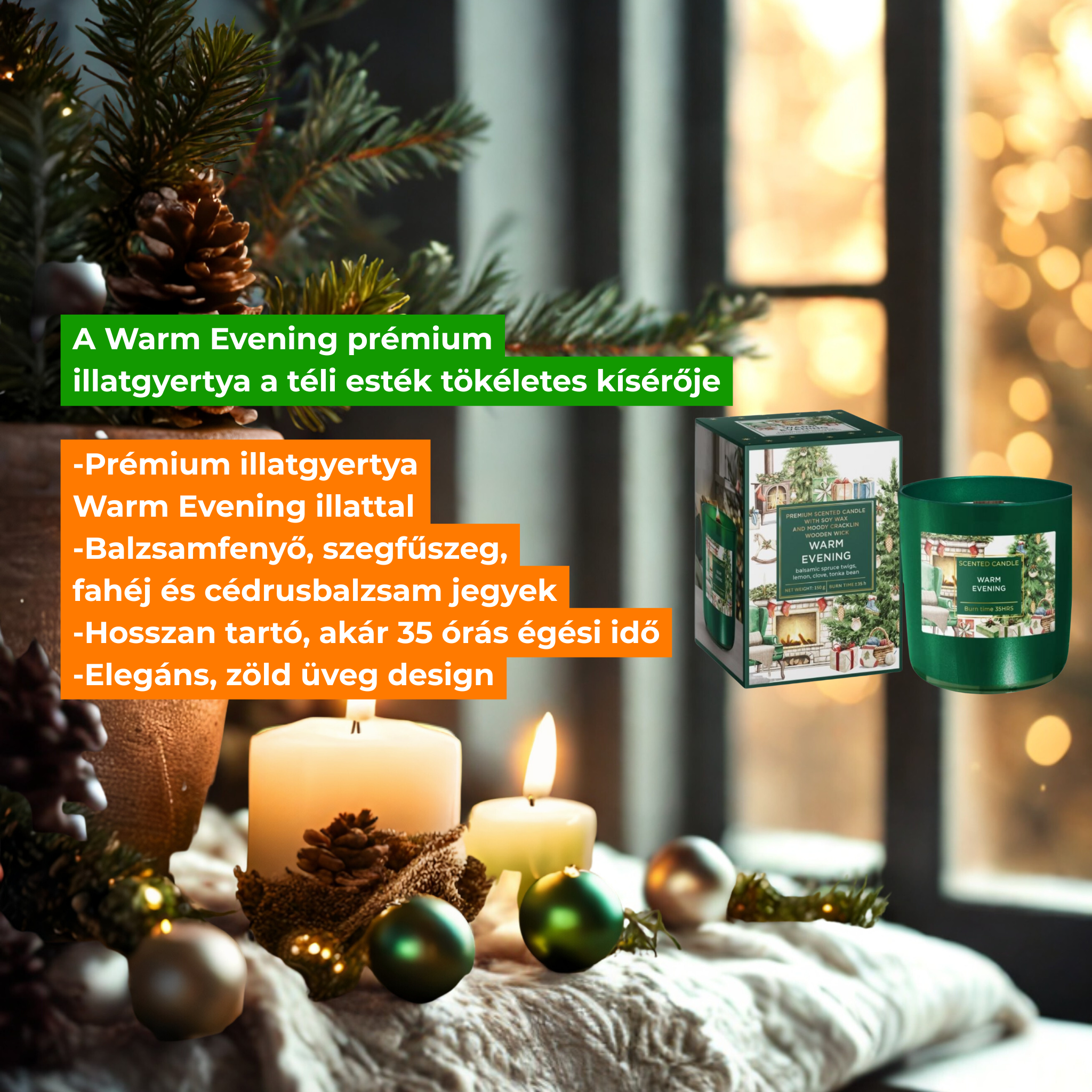 Sticlă parfumată Premium, ceară de soia Seară caldă 150 g