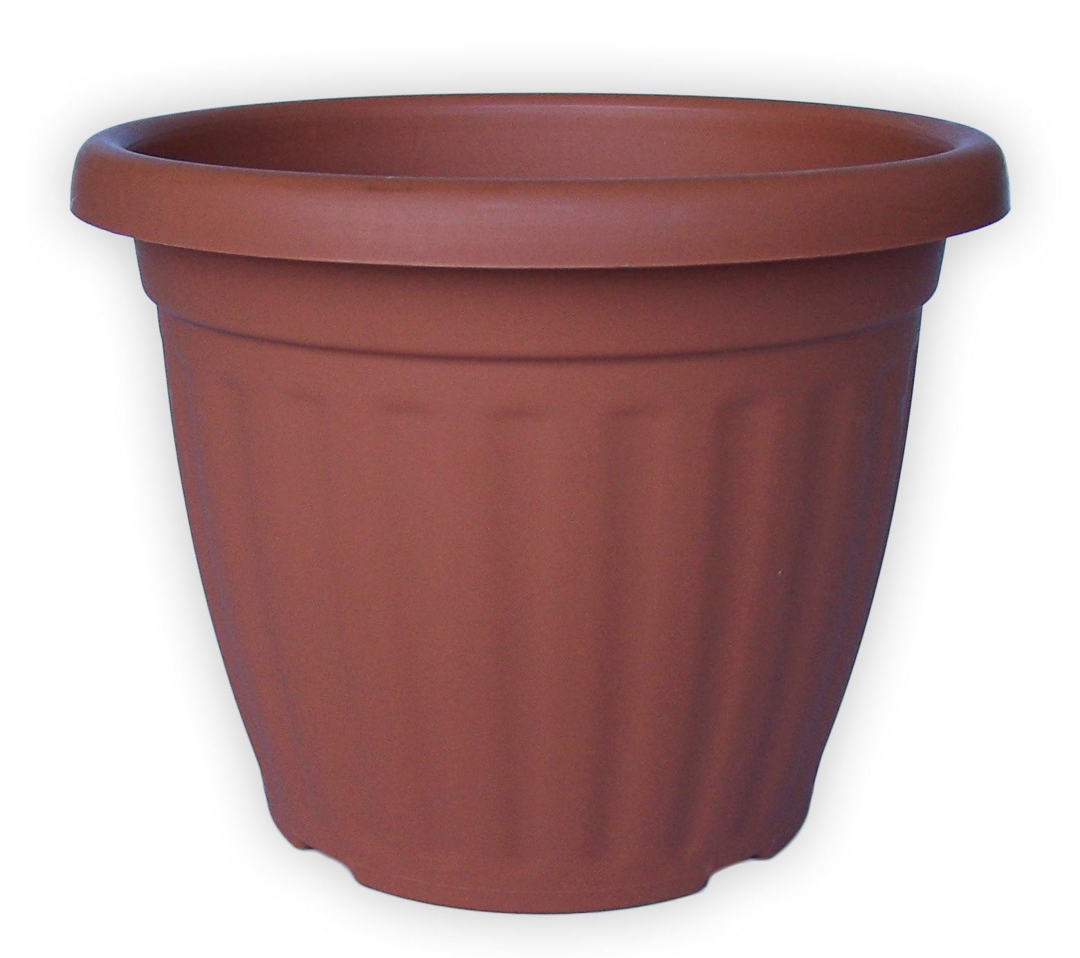 Ghiveci plastic, striat teracotă   20 cm