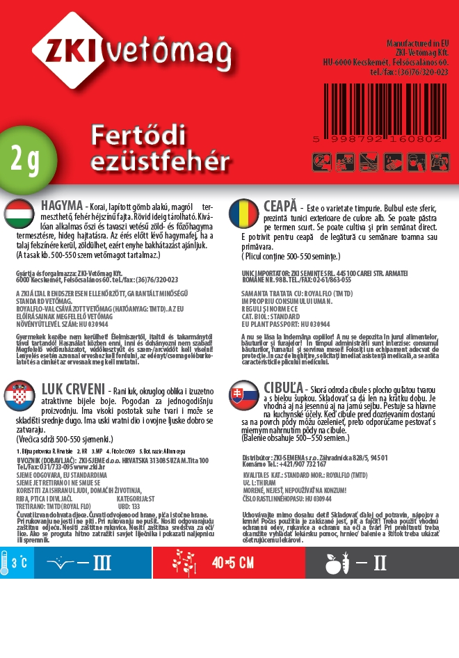  Ceapă albă tip "Fertődi" alb argintiu 2g ZKI