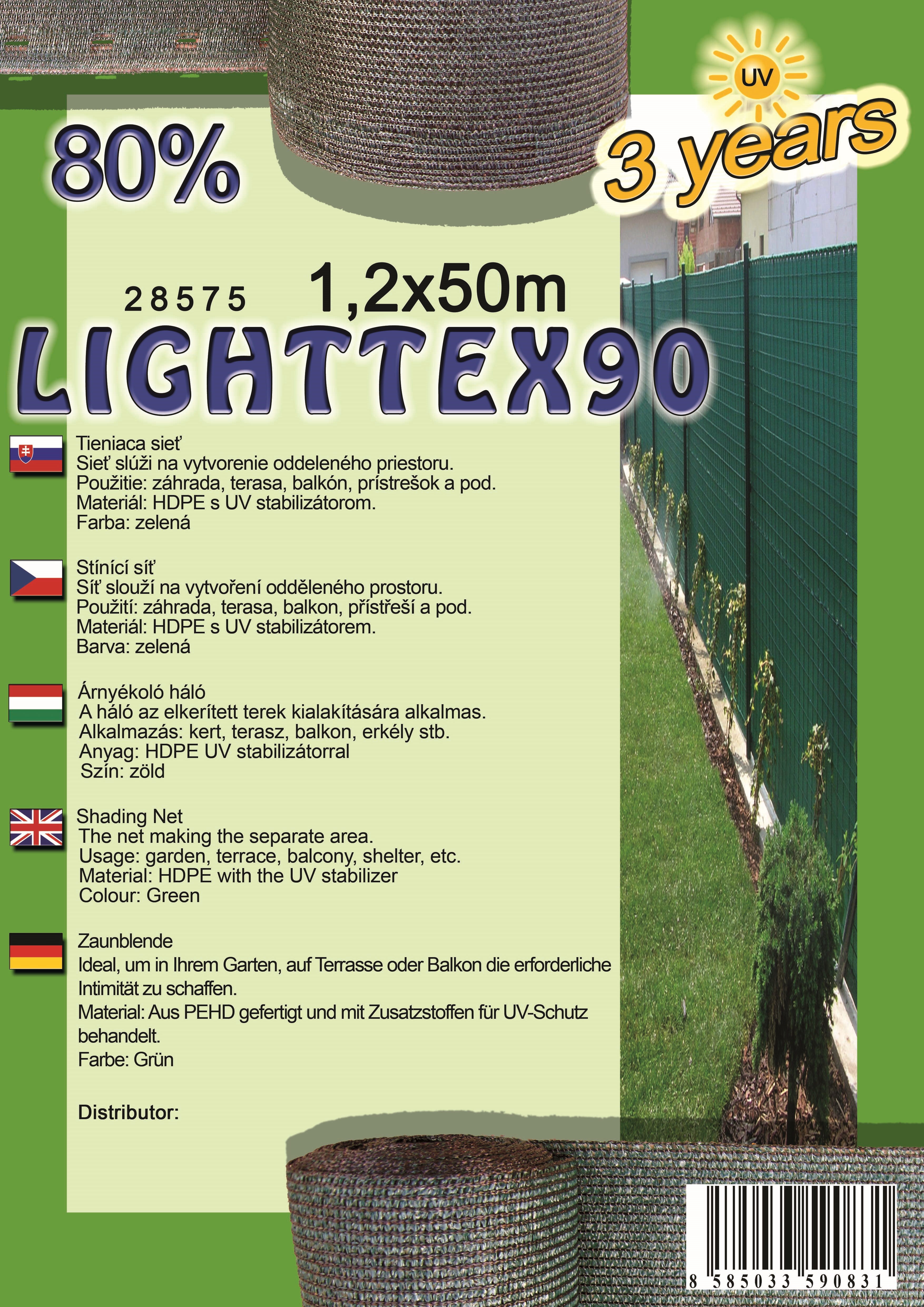 Plasă de umbrire LIGHTTEX90 1,2X50 verde 80%