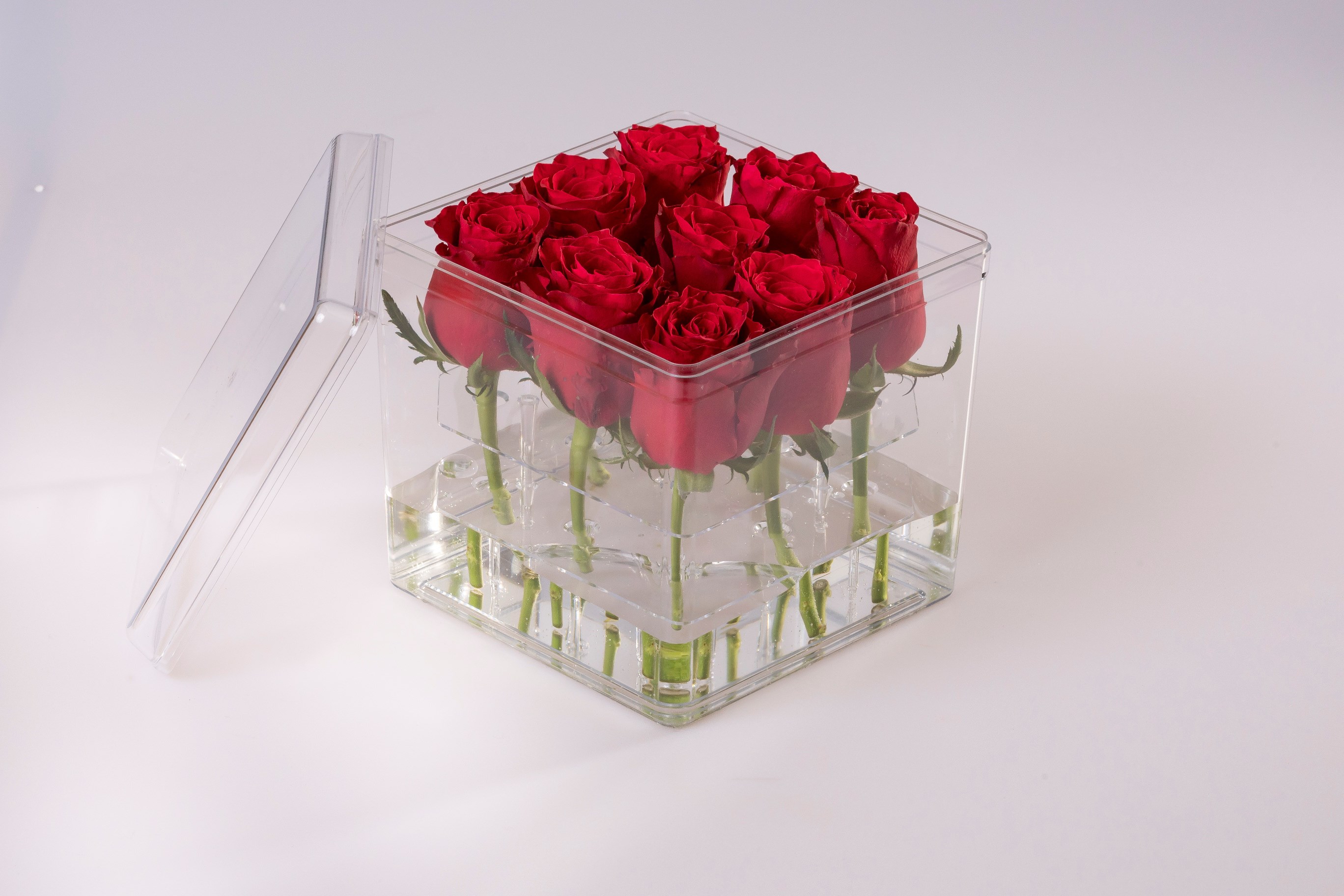 Cutie cu flori din plastic cu 3x3 fire