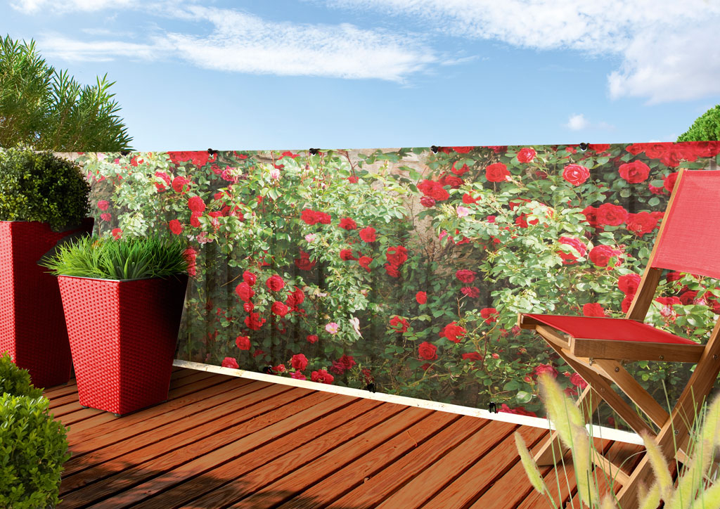 Kerítés háló egy oldalon festett virág mintával Stylia Flower 1x3 m