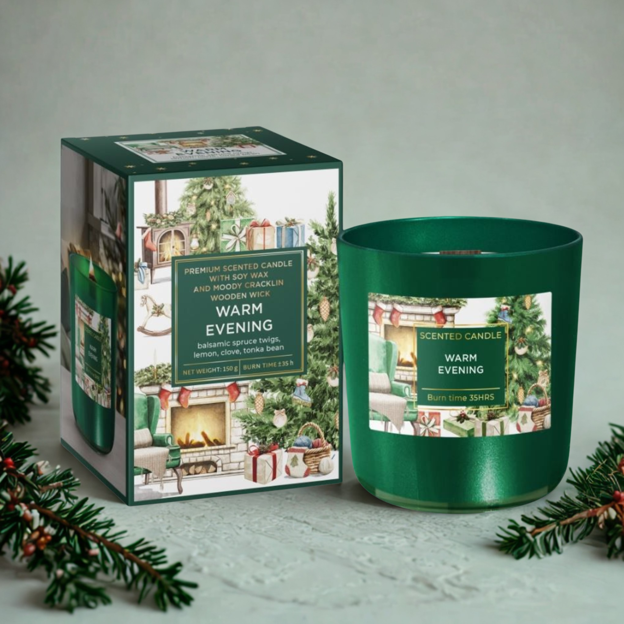 Sticlă parfumată Premium, ceară de soia Seară caldă 150 g