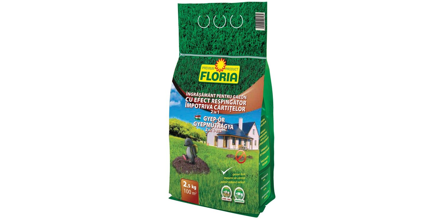 Îngrășământ pentru gazon cu efect alarmant de cârtiță Floralia 2,5 kg