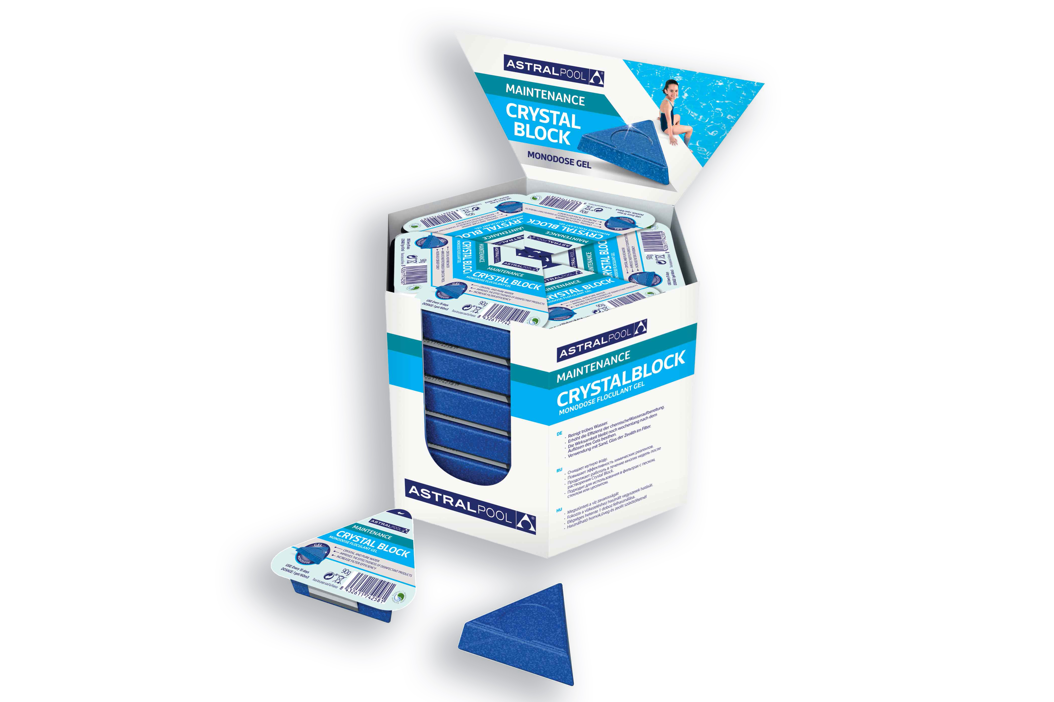 Astrapool Crystal Block-pelyhesítő szkimmerbe, gél állagú 90 g