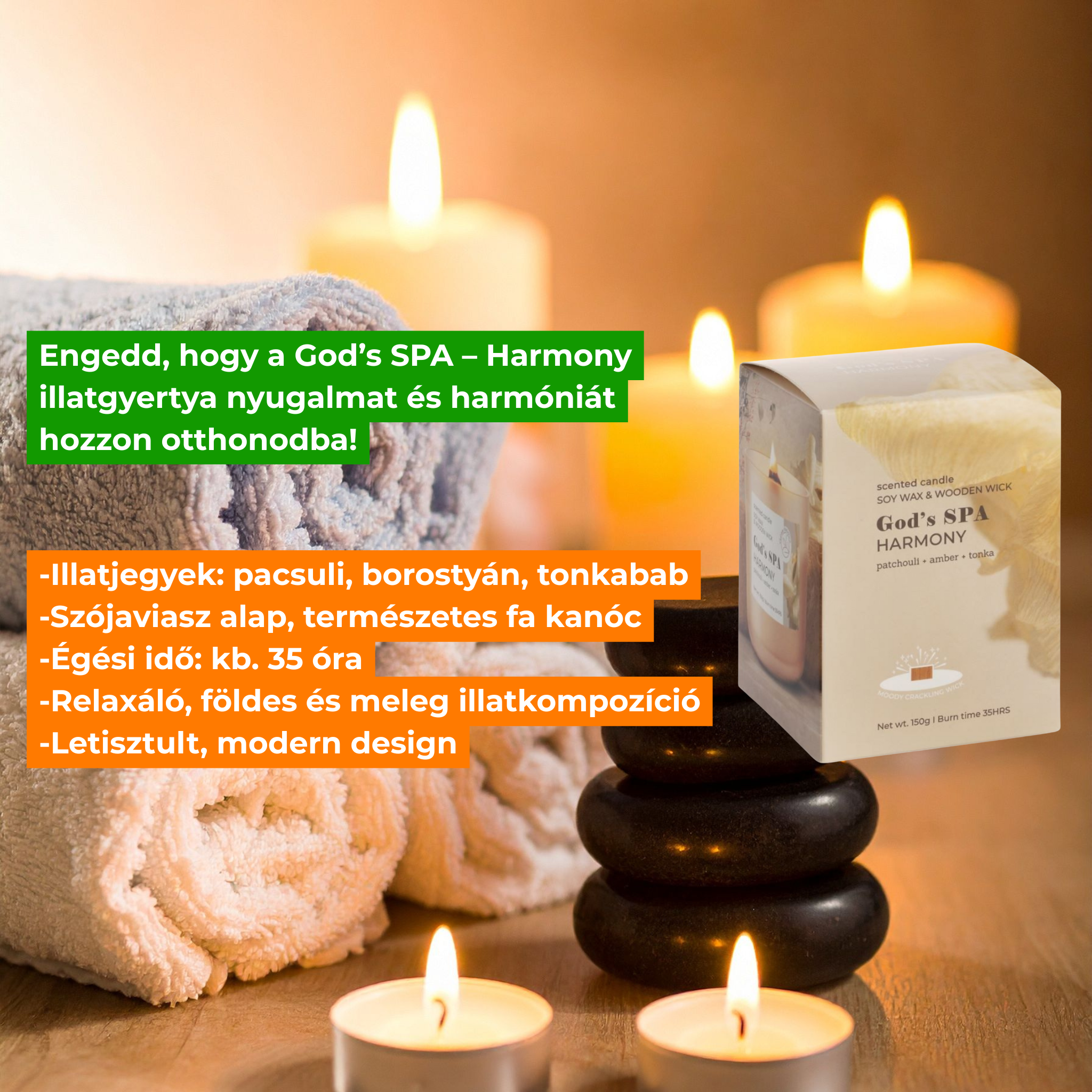 Sticlă parfumată Premium, ceară de soia God's SPA Harmony 150 g