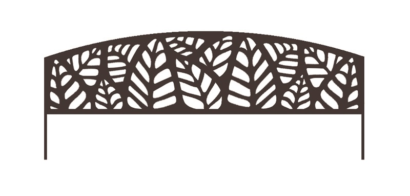 Bed border metal decorative leaf motifs Athea border brown 0,4x1 m