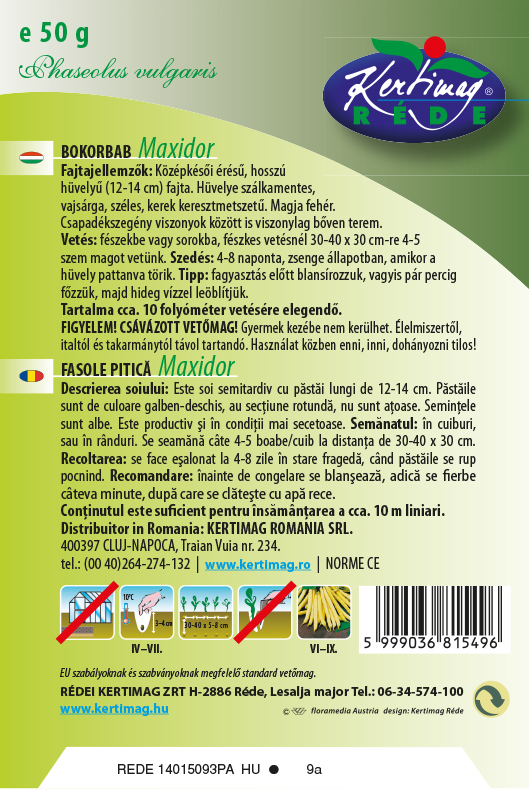 Fasole pitică cu păstaie galbenă Maxidor 50g