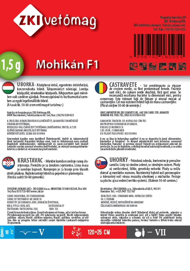 Castraveți (conserv) tip Mohikán F1 1,5 g ZKI