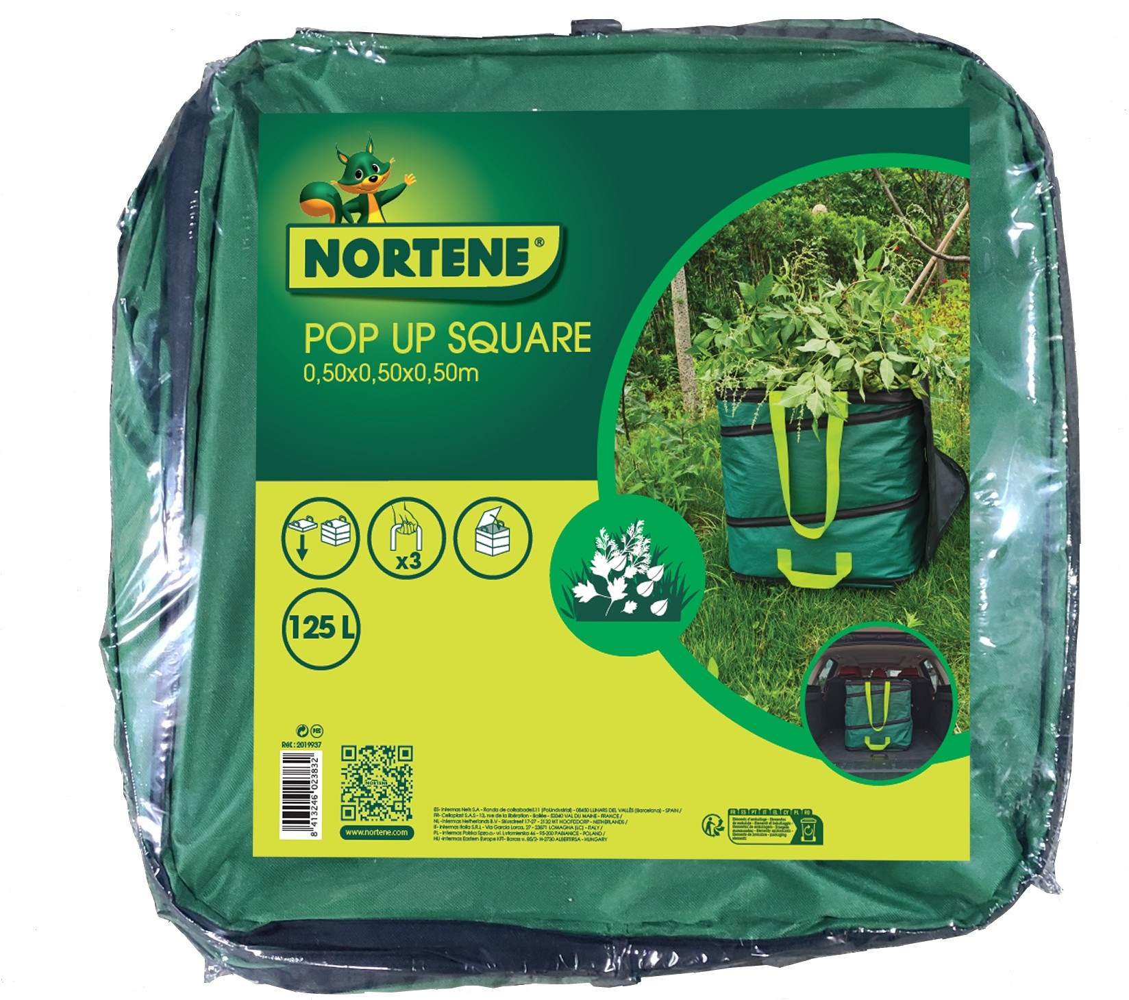 Lombgyűjtő zsák négyzet alakú felugró POP UP SQUARE zöld 125 l (50x50x50cm)