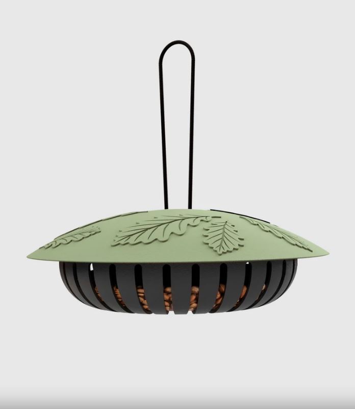 Alimentator pentru păsări MILA 98% reciclat, pentru alune, verde/negru