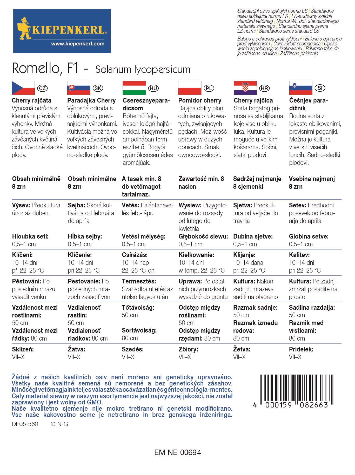 Roșii super-dulce, puse în ampolne  Romello Kiepenkerl 6 semințe