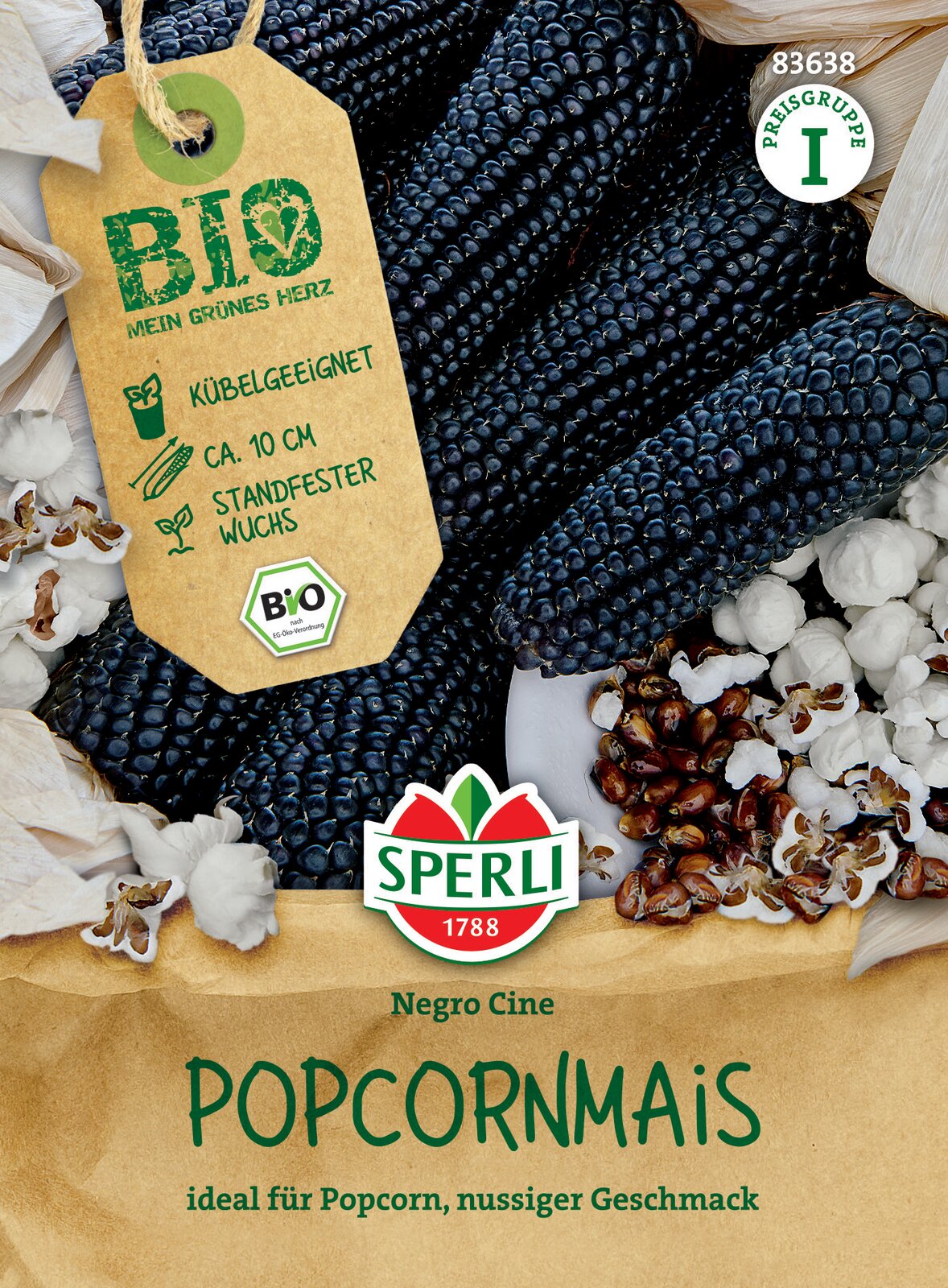 Pattogatni való bio kukorica Negro Cine Sperli kb. 30 db mag
