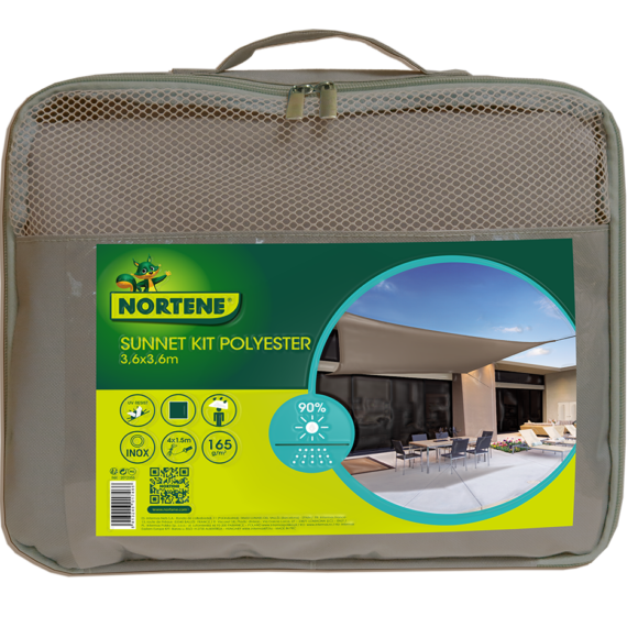 Plasă de umbrire alungibil Sun-net Kit Polyester 3,6x3,6 m