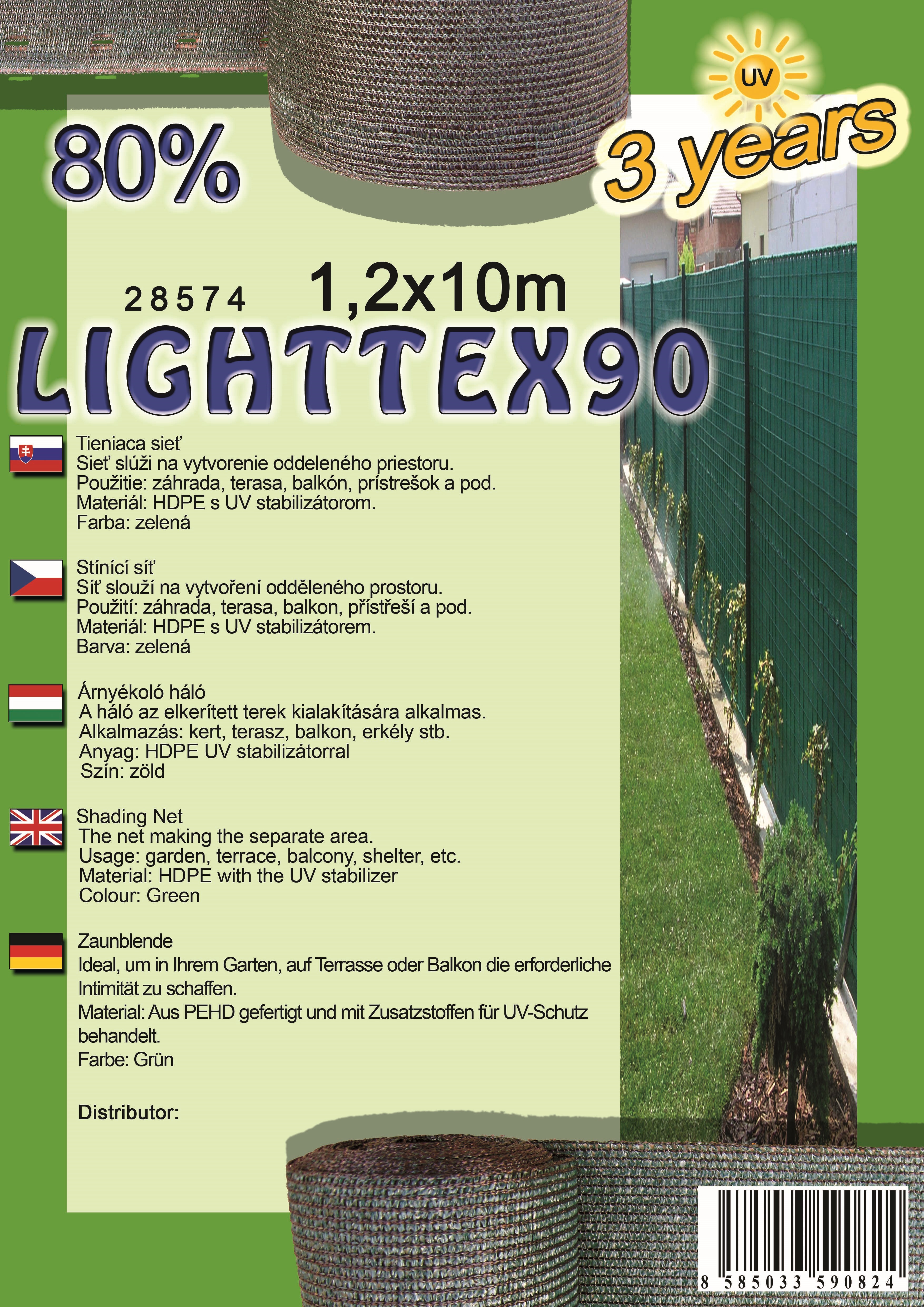 Plasă de umbrire LIGHTTEX90 1,2X10 m verde 80%