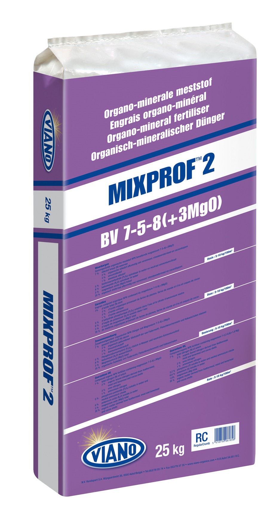 Viano Mixprof 2 organic fertilizer for evergreens 7-5-8 +4MgO 25kg