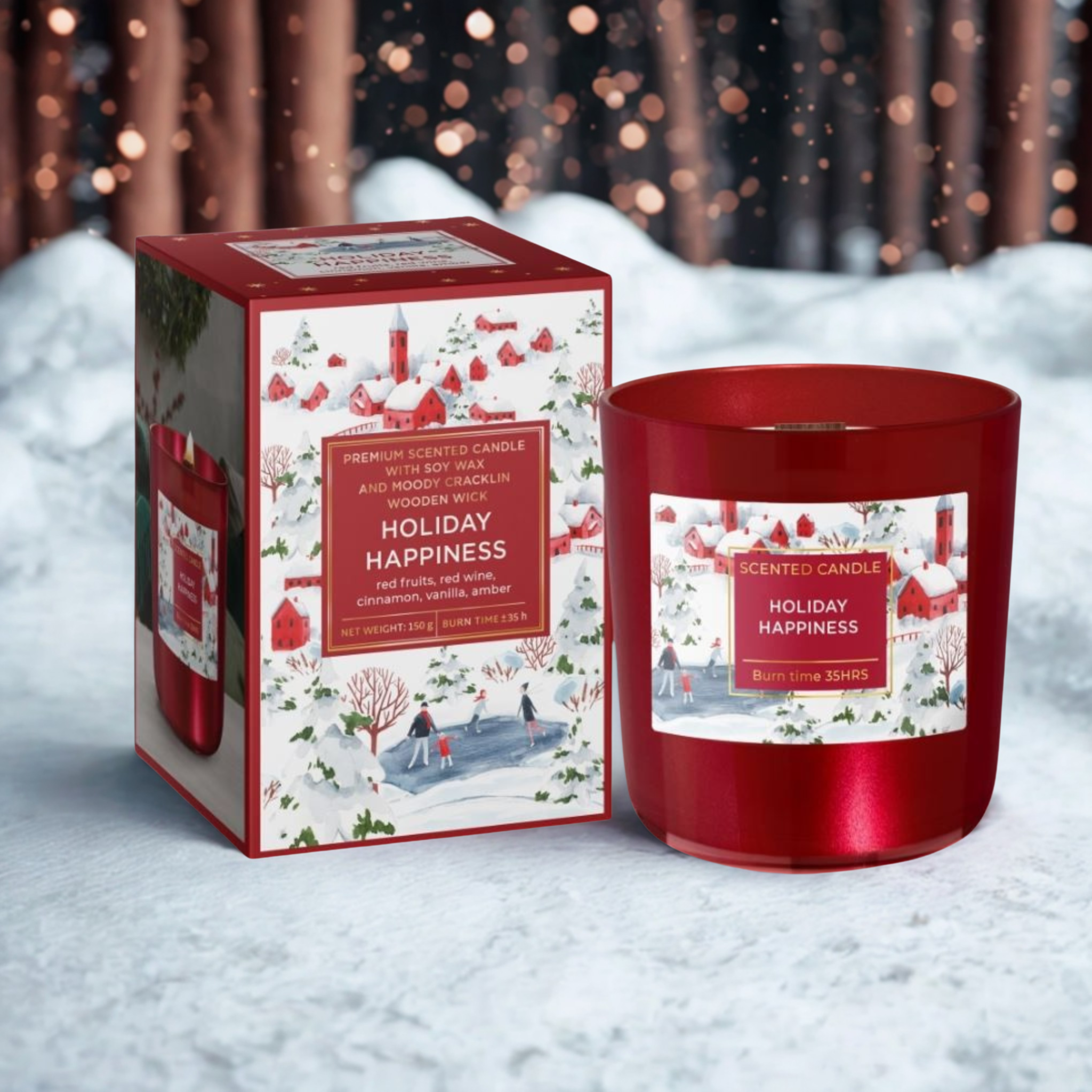 Sticlă parfumată Premium, ceară de soia Holliday Happiness 150 g