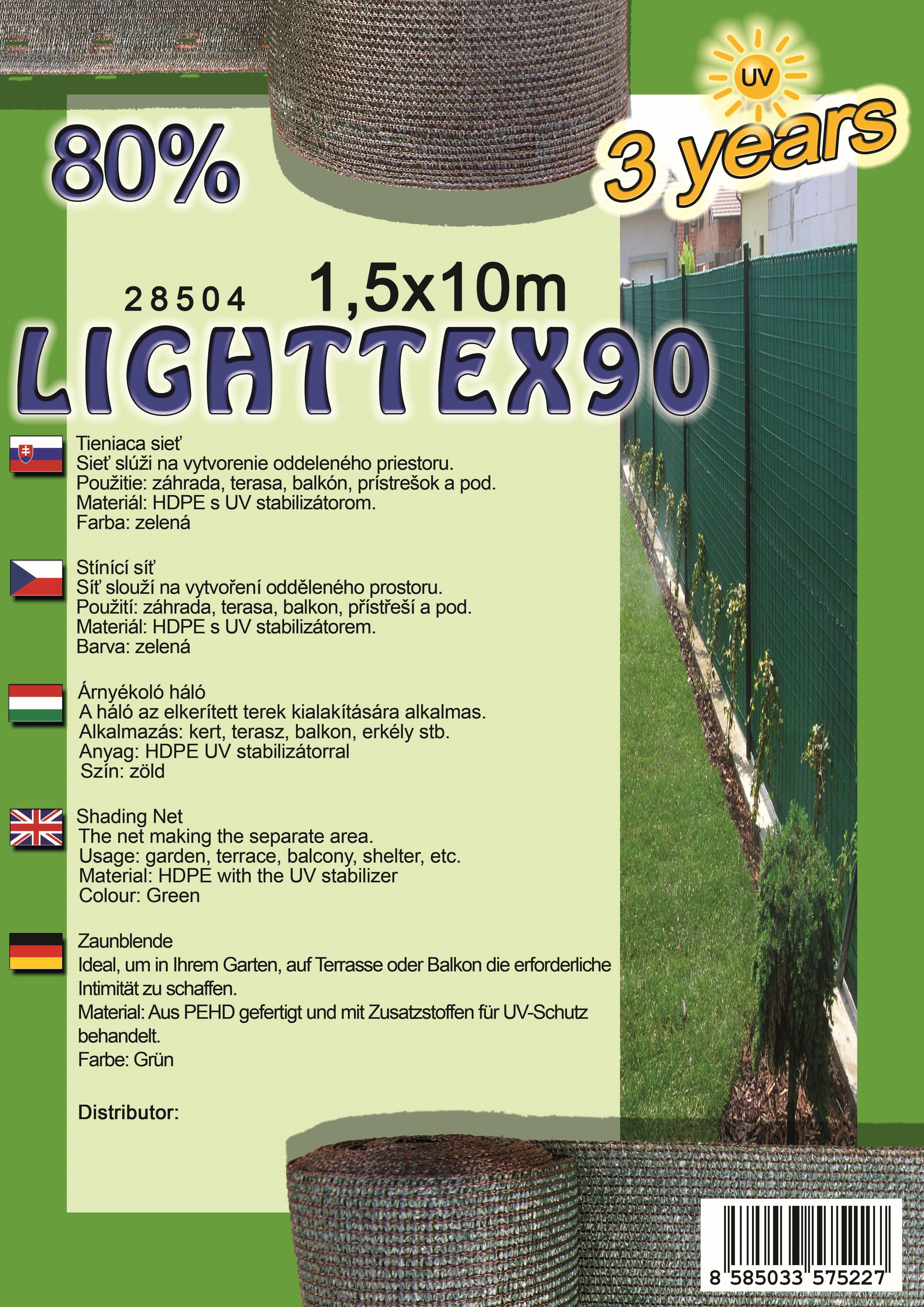 Plasă de umbrire LIGHTTEX90 1,5X10 m verde 80%
