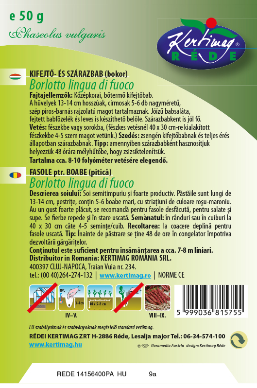 Fasole pentru boabe Borlotto Lingua di Fouco 50g