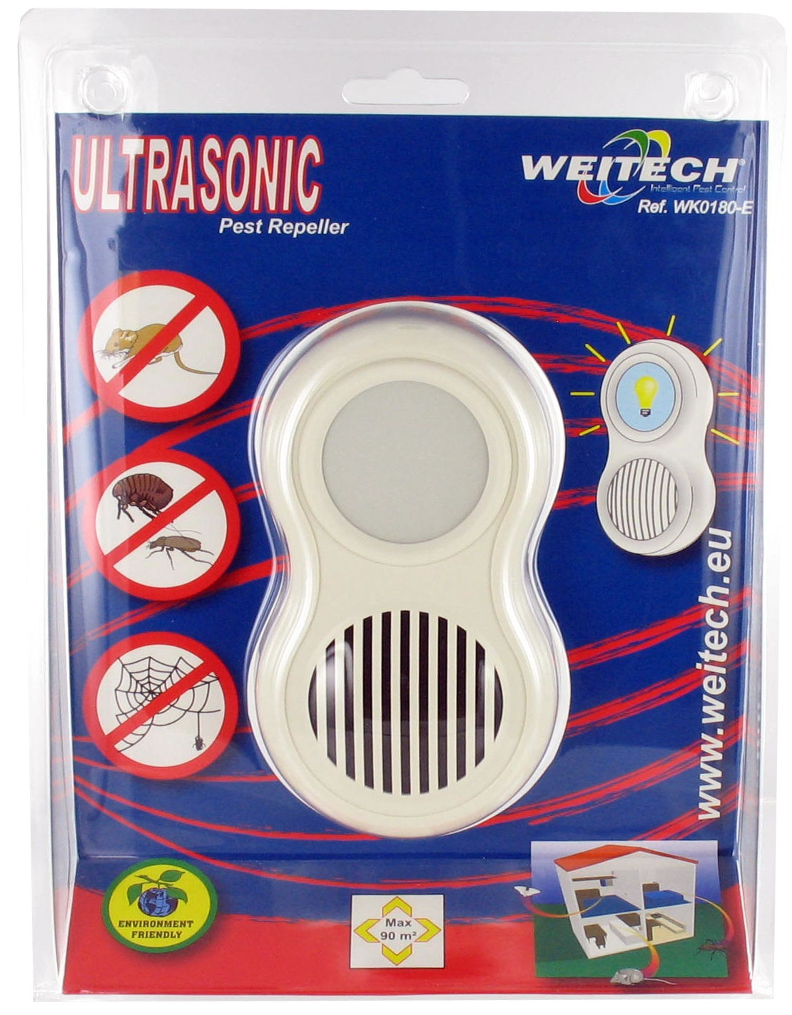 Dispozitiv de alarmă cu ultrasunete împotriva dăunătorilor 90m2 Weitech