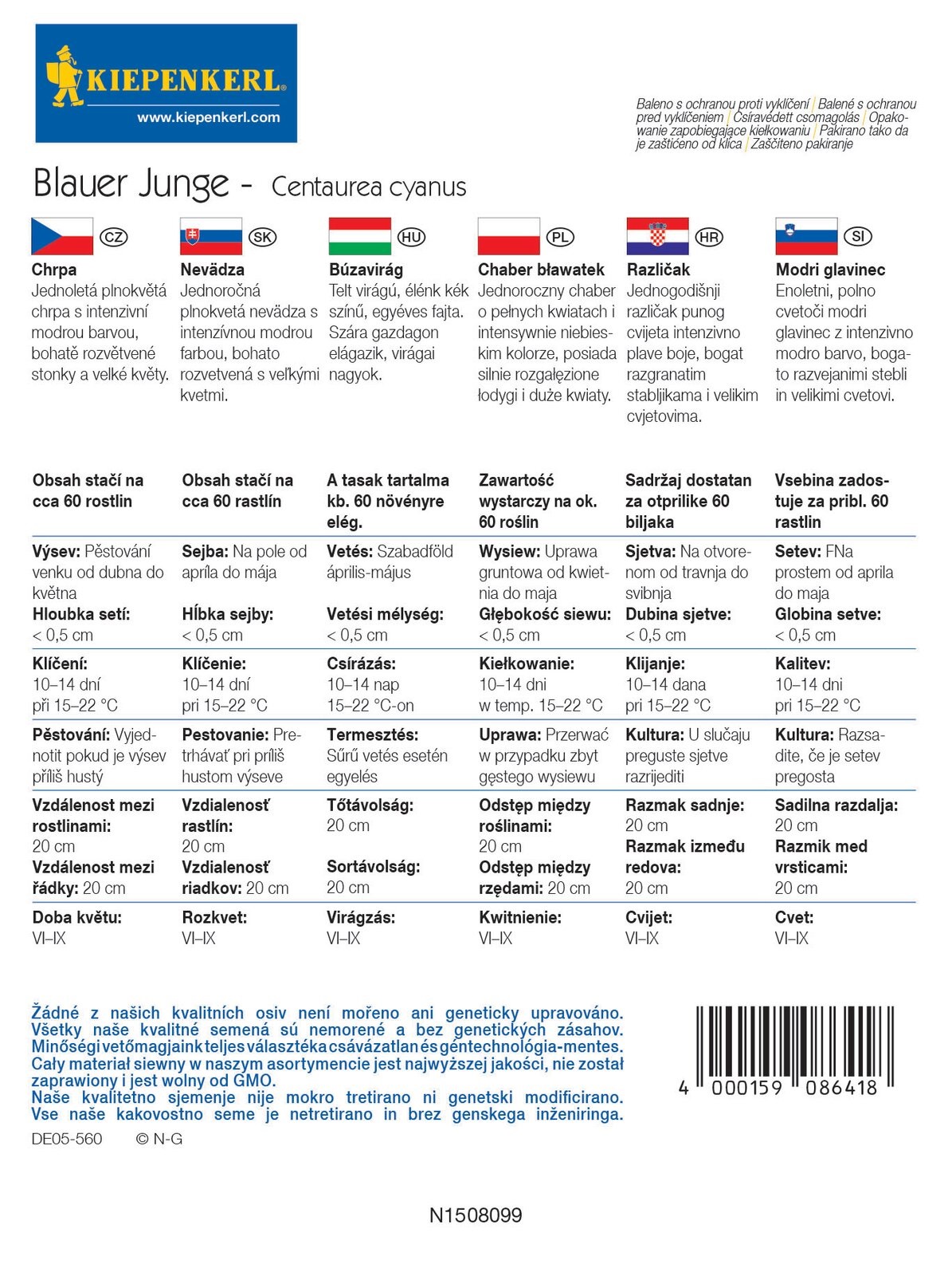 Cornflower Blauer Junge 60 seeds Kiepenkerl