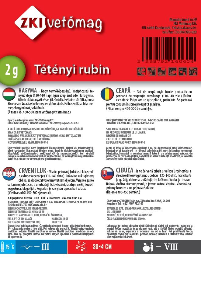Ceapă roșie tip "Tétényi rubin" 2g ZKI