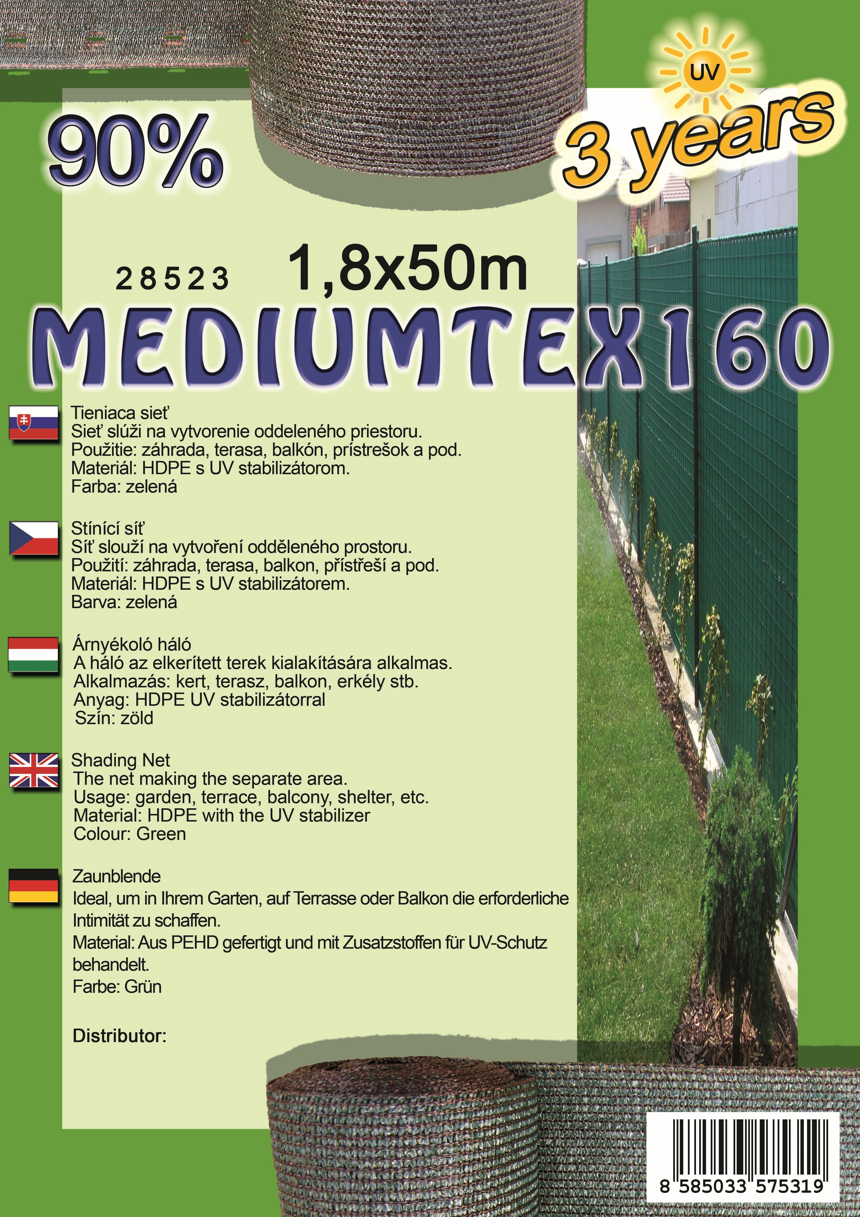 Plasa de umbrire MEDIUMTEX160 1,8X50 m verde 90%
