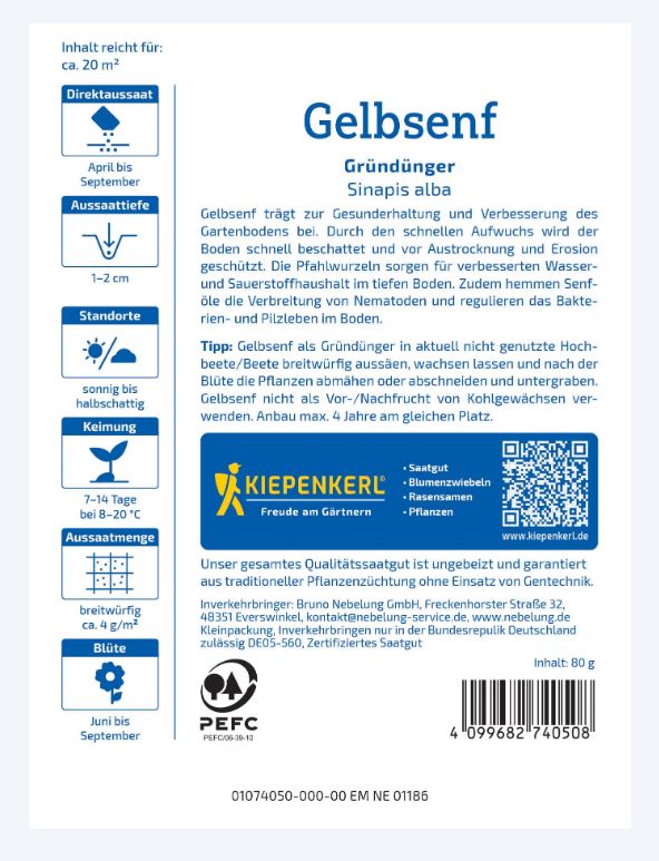 Mustár (Sinapis alba)-Zöldtrágya és méhlegelő 20 m2-re Kiepenkerl