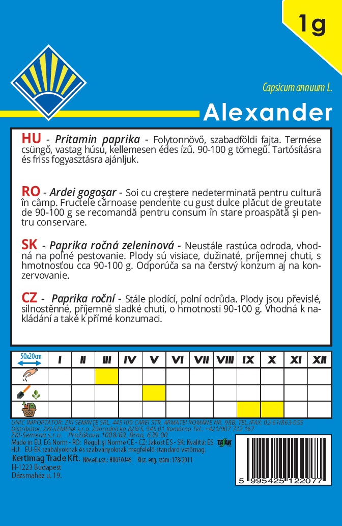 Ardei dulcie Alexander BK 1g